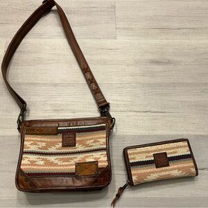 STS Ranchwear Western Style Multicolor Crossbody Bag and Wallet Set